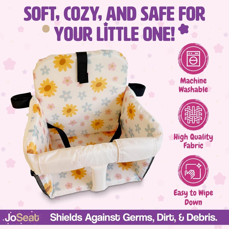 JoSeat Shopping Cart Seat Cover for Baby, High Chair & Grocery Seat Protector, Padded Chair Covers for Restaurant Seats, Unisex Machine Washable Grocery Cart Liner & Swing Insert – Floral - Image 2